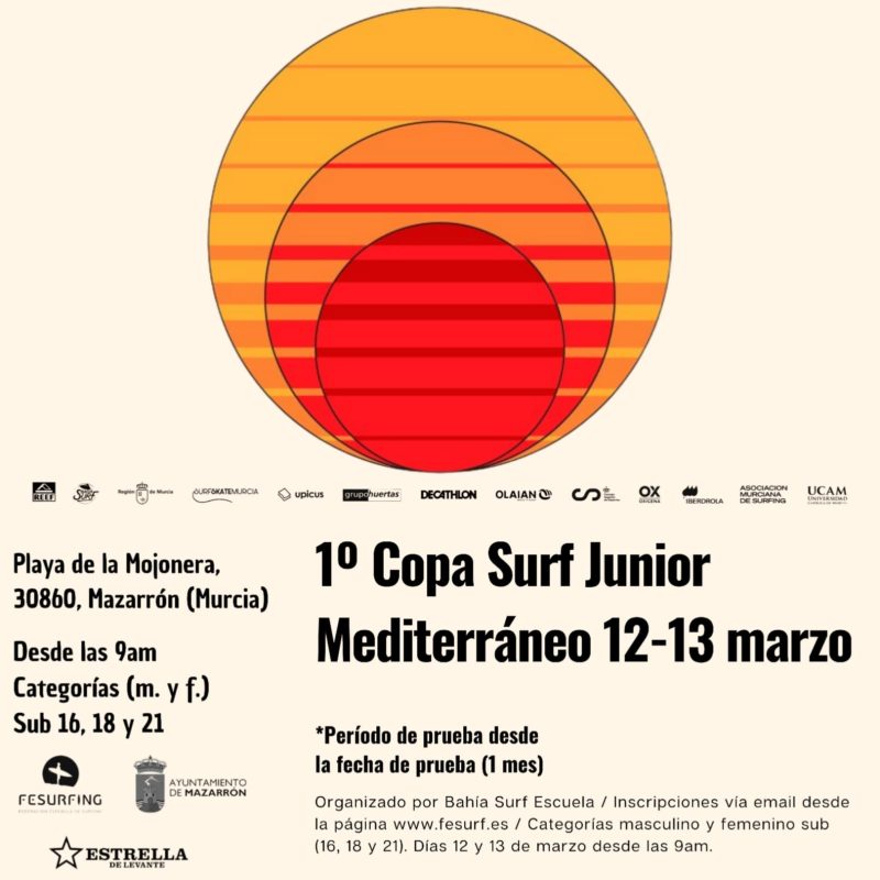 Se confirma la celebración de la I Copa Surf Júnior Mediterráneo en Murcia